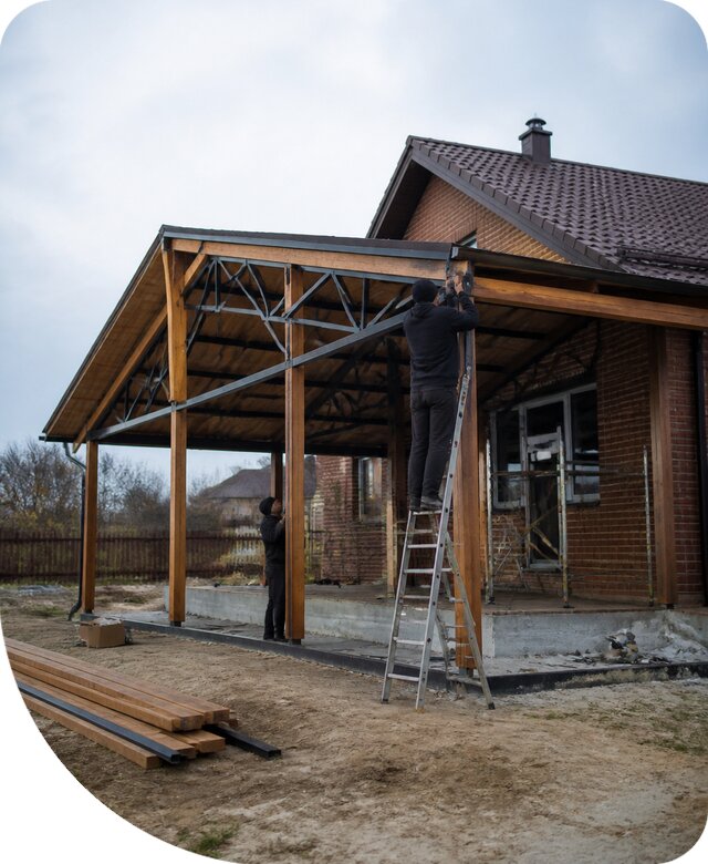 Пристройка навеса к дому и участку в Елабуге под ключ